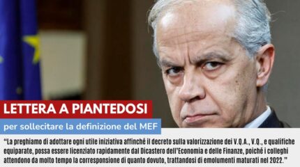 LETTERA AL MINISTRO DELL'INTERNO PER SOLLECITARE LA DEFINIZIONE DEL MEF