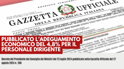 G.U. PUBBLICATO L’ADEGUAMENTO ECONOMICO DEL 4,8% PER IL PERSONALE DIRIGENTE