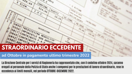 STRAORDINARIO ECCEDENTE: AD OTTOBRE IN PAGAMENTO ULTIMO TRIMESTRE 2022