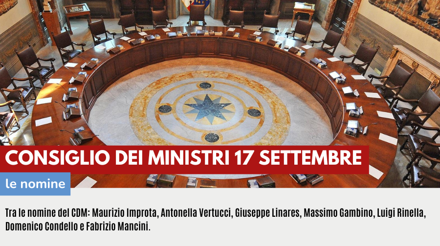 NOMINE DEL CONSIGLIO DEI MINISTRI: SEDUTA DEL 17 SETTEMBRE 2024