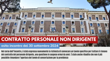 CONTRATTO PERSONALE NON DIRIGENTE: ESITO INCONTRO DEL 30 SETTEMBRE 2024