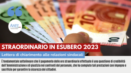 STRAORDINARIO IN ESUBERO 2023: LETTERA DI CHIARIMENTI ALLE RELAZIONI SINDACALI